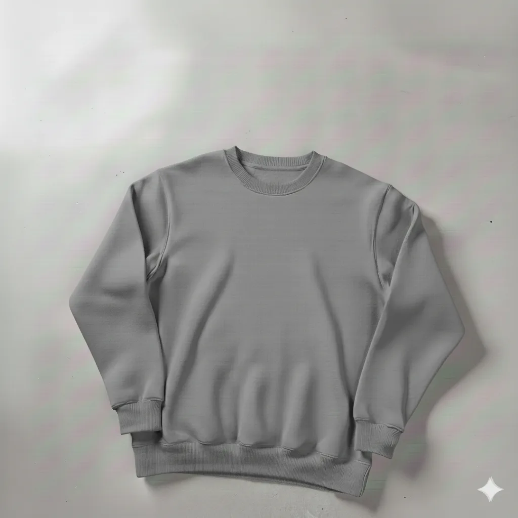 Duman Gri Bisiklet Yaka Oversize %100 Pamuk Sweat