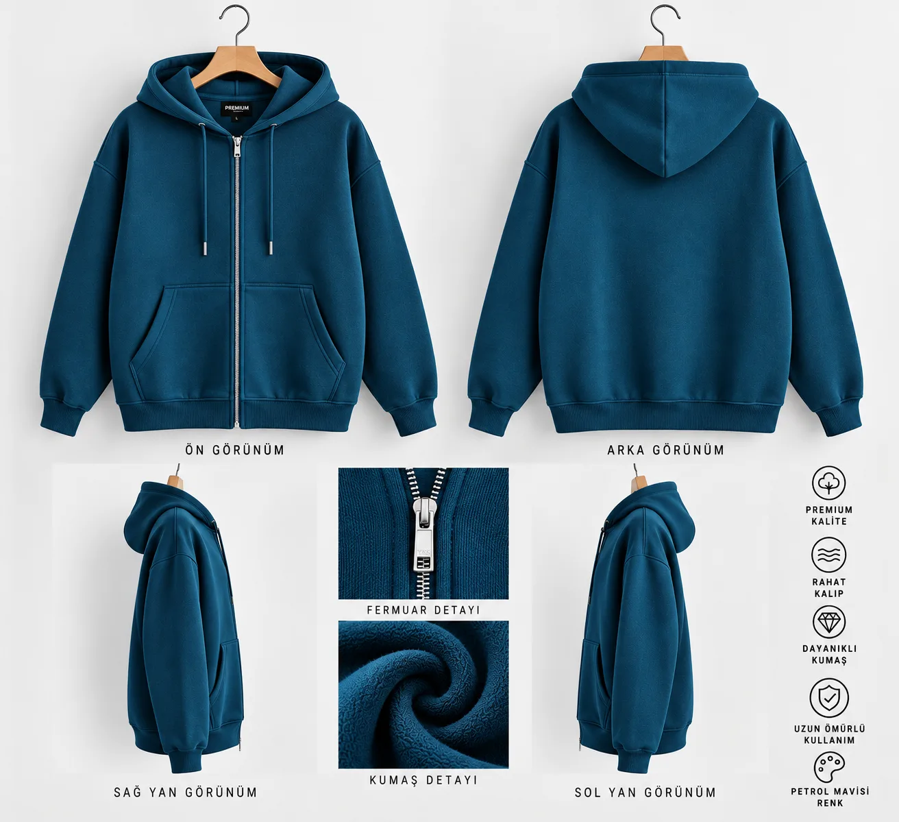  3 İPLİK PREMIUM KALİTE HIRKA-PETROL