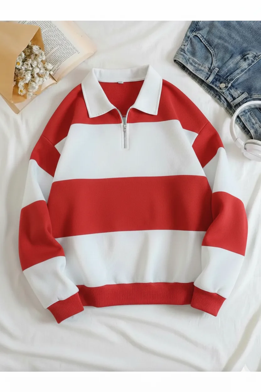 5 Parçalı Yarım Fermuarlı Kalın Sweat