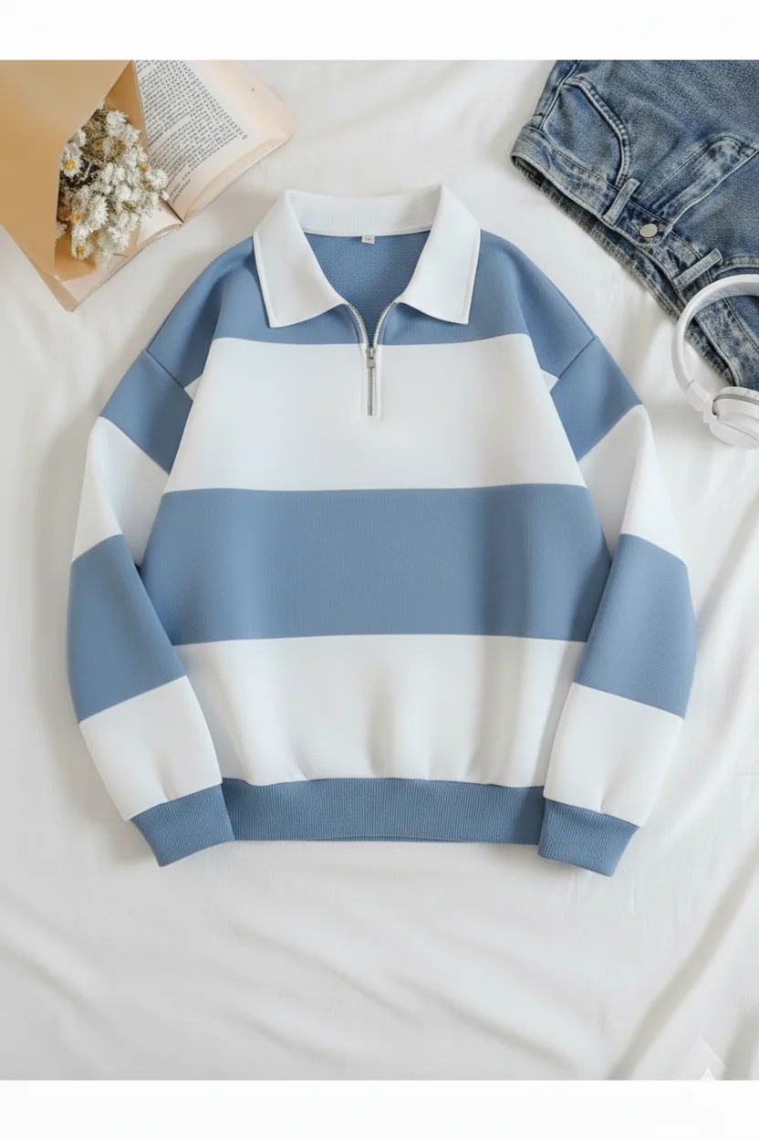 5 Parçalı Yarım Fermuarlı Kalın Sweat