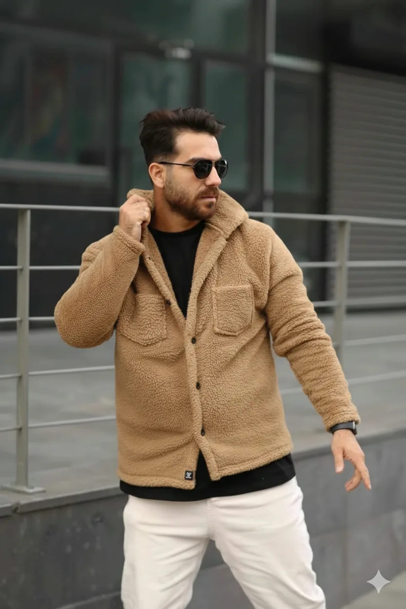 Hardal Düğmeli Peluş Kaliteli Regular Kalıp